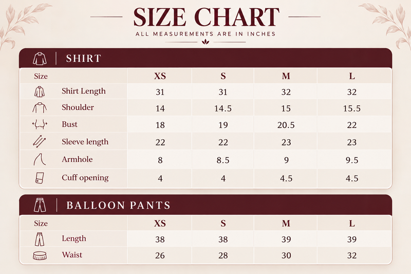Size chart