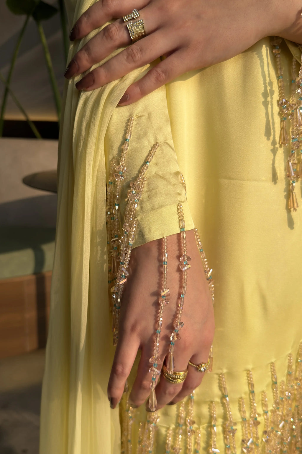 Butter Bloom sleeve tassel detail